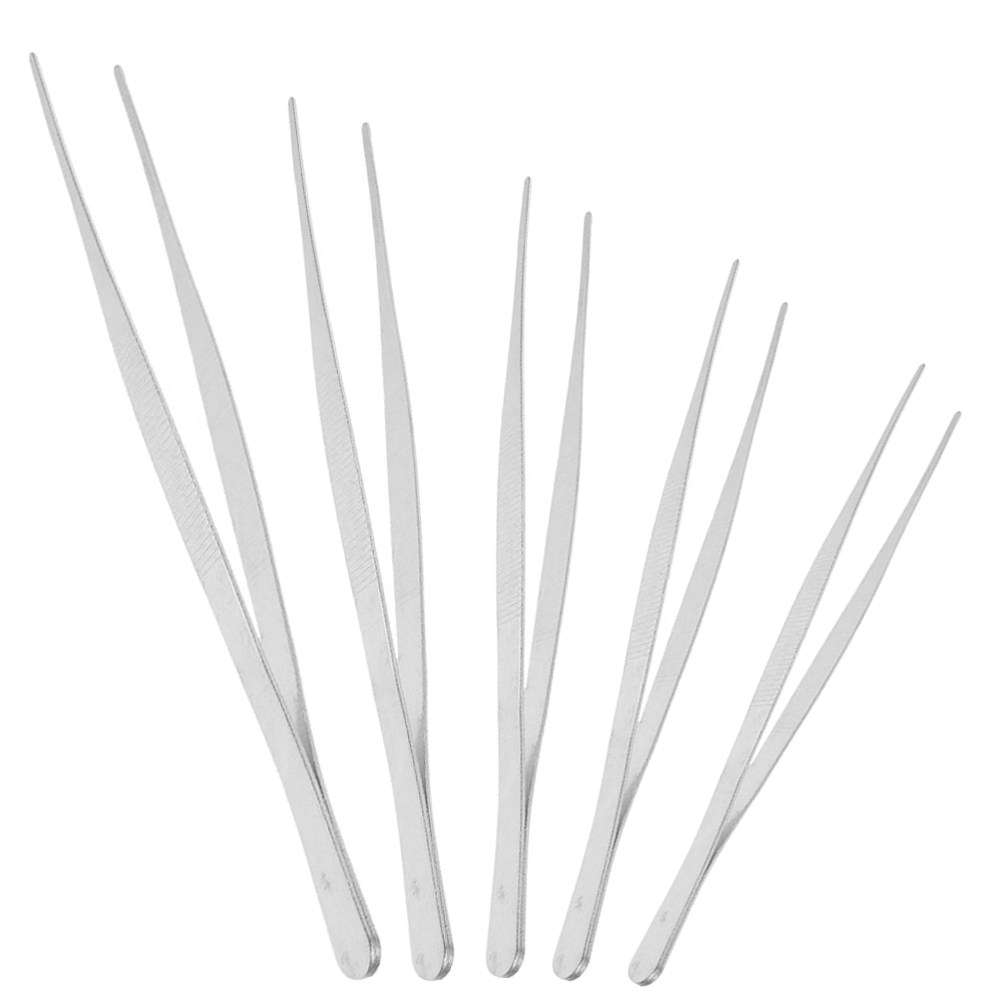 Feeding Tong Stainless - 5 ชิ้น แหนบซ่อมแซมอุตสาหกรรม คลิปทำสวนสเตนเลส แหนบจับถ้วยชาแบบกันลื่น แหนบโลหะ